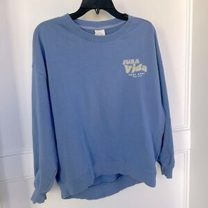 Oversized Pura Vida Boxy Crewneck Sweater light blue Long Sleeve Small Petite